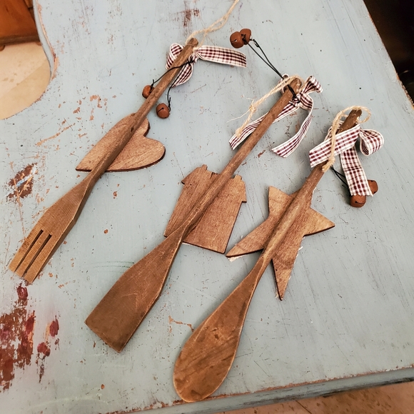 Rustic Shabby Chic Country Charm Spoon Fork Spatula Heart of the Home Wall Decor - Picture 4 of 4